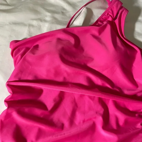 Sz XL women One-Shoulder Pink Swimsuit - Picture 10 of 14